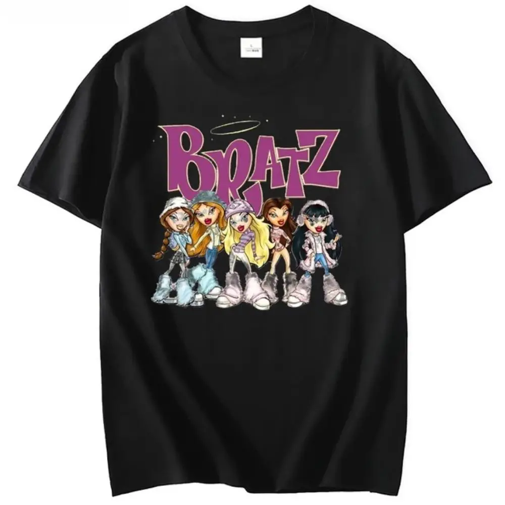 

Bratz Y2k T-shirt Women's 2000 Cartoon Printed Harajuku Pink Top 2024 Summer Girls Fashion Short Sleeve Beautiful T-shirt 90026