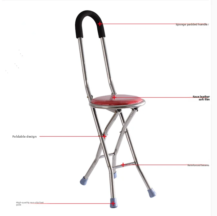 Elderly crutches stool the elderly crutches chair four-legged folding crutches multi-functional with sitting four-legged crutche