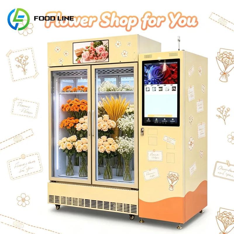 Flower Vending Machine Fresh Bouquet Retail Locker Refrigerated Floral Display Automatic Dispenser Customized