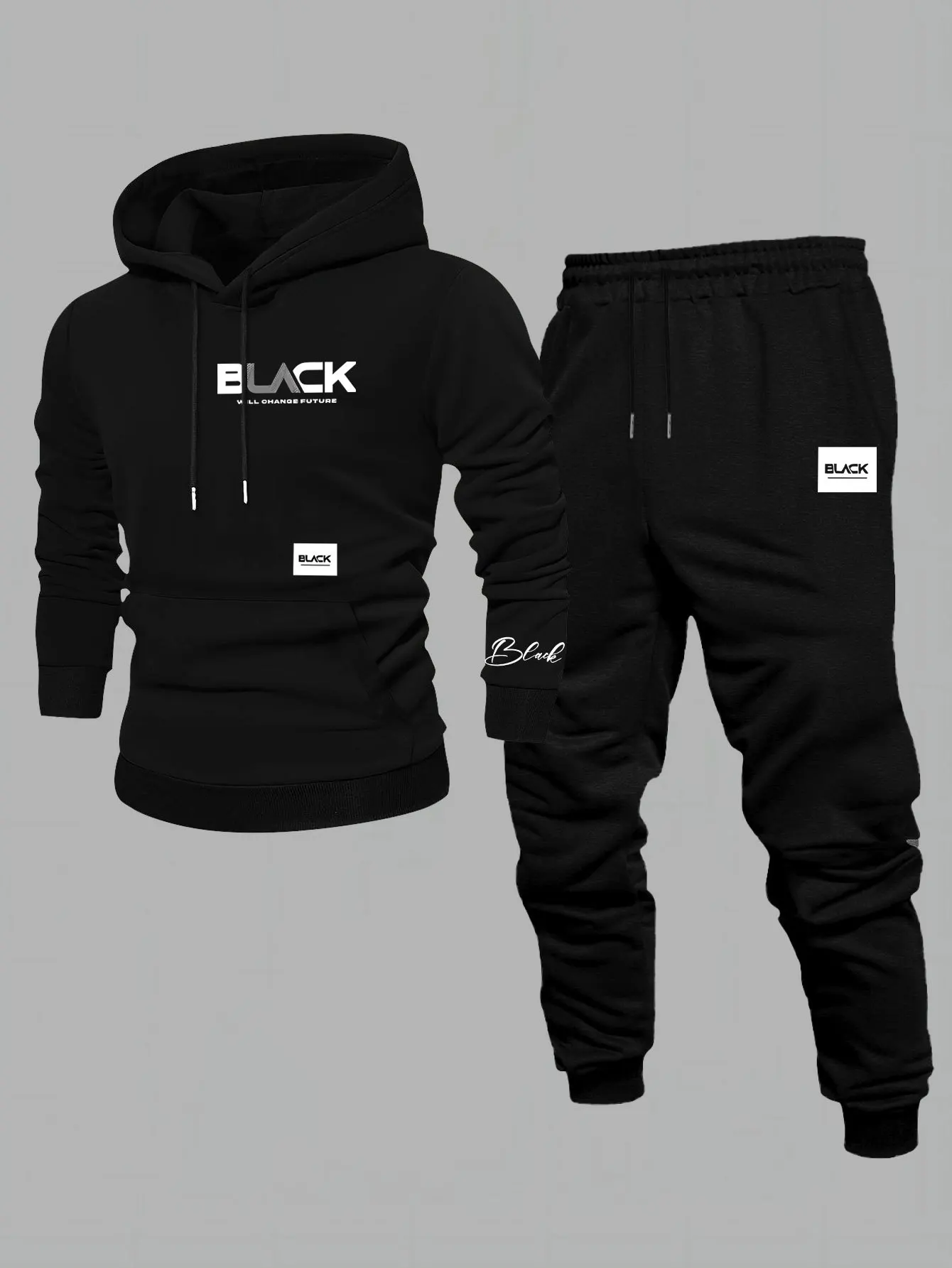 2026 Men 2 Piece Hoodie & Long Pants Set, American Street Style, Regular Fit for Autumn Winter Vacation Wear
