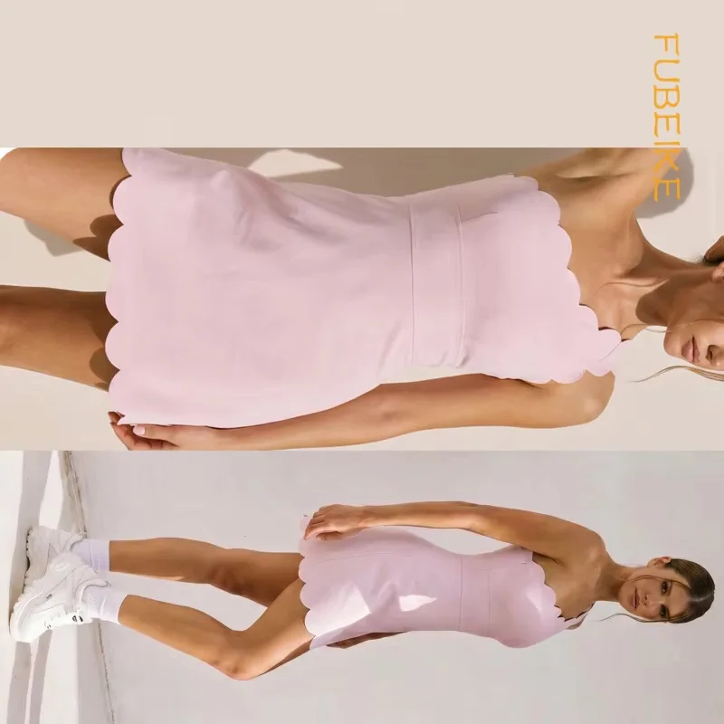 

Lace One Shoulder Tennis Dress Gym Clothes Woman Outdoor Sports Dresses For Women With Chest Pads Sexy Outfits Fitness Yoga Wear