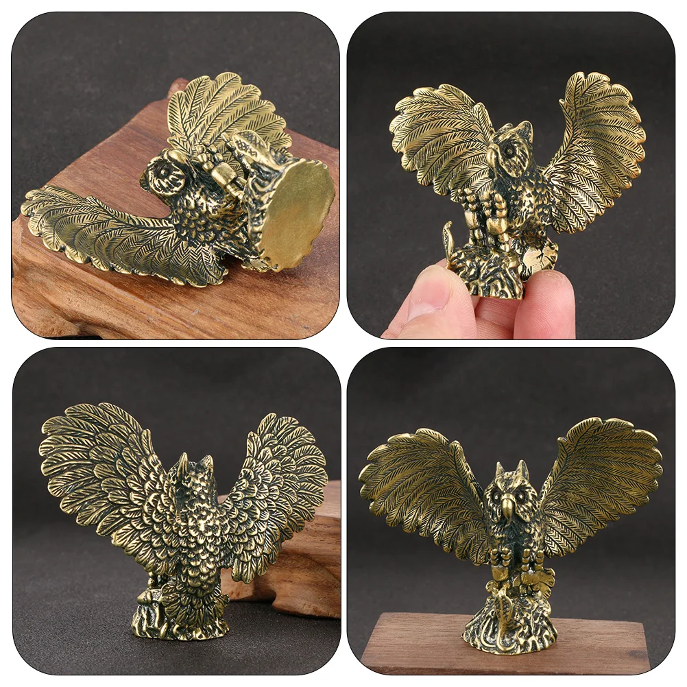 

Brass Owl Decor Desktop Adornment Household Retro Design Golden Color Premium Quality Vintage Owl Ornament For Home Office Tea