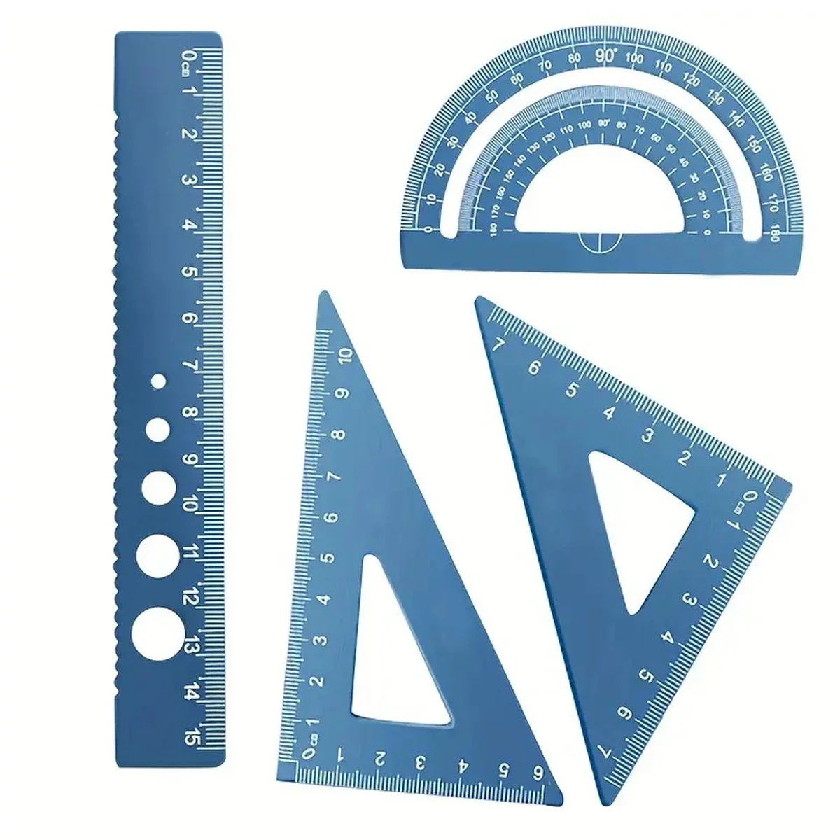 4pcs Metal Drafting Set With Storage Box Students Measure Ruler Set Multi-Function Set School Office Supplies Gift for Student