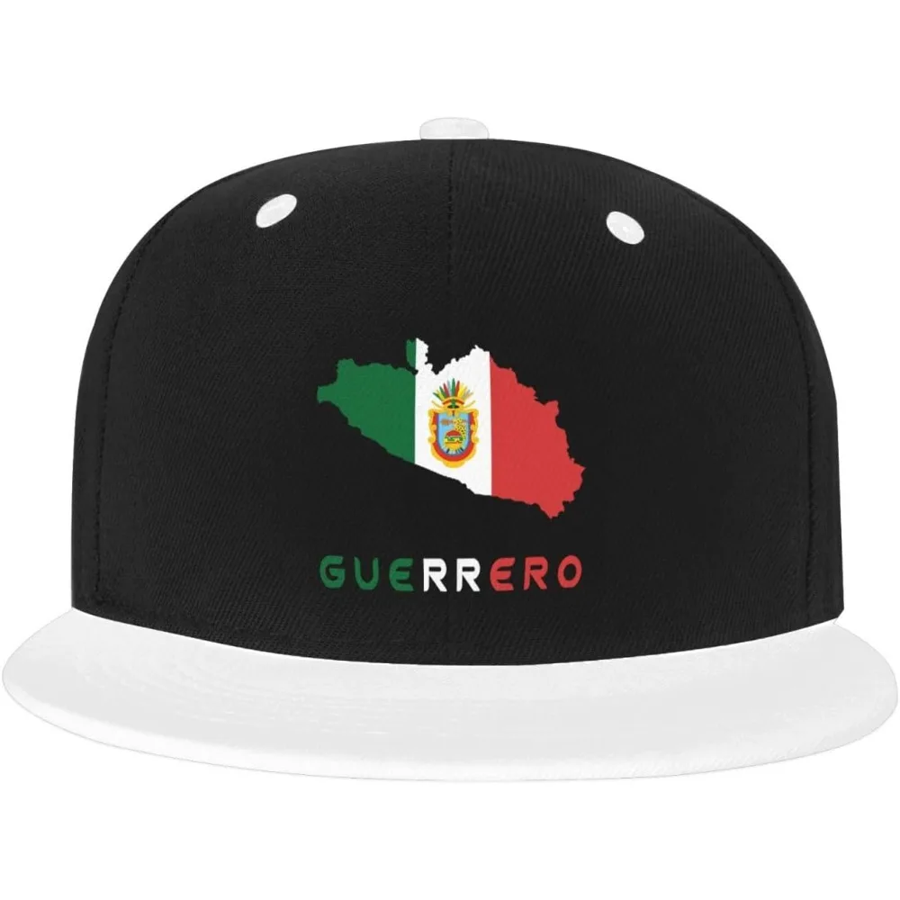 

Guerrero Mexico State Flag map hat Classic Baseball Cap Snapback Flat Bill hat Hip Hop Hats White