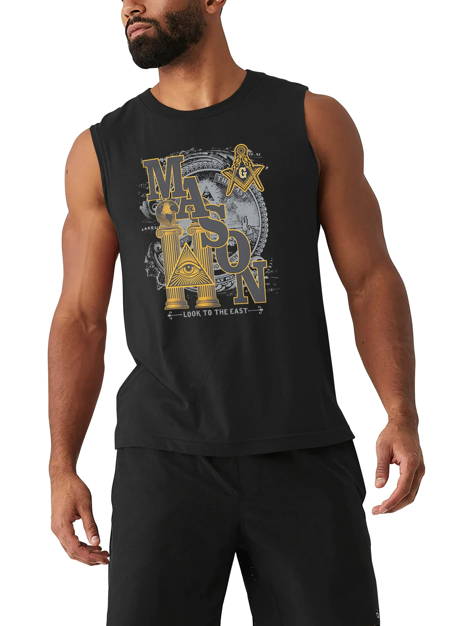 Retro Illuminati Freemason Prince Hall Mason Masonic Tank Top 100% Cotton O-Neck Casual Mens Vests Sleeveless T-shirt Streetwear