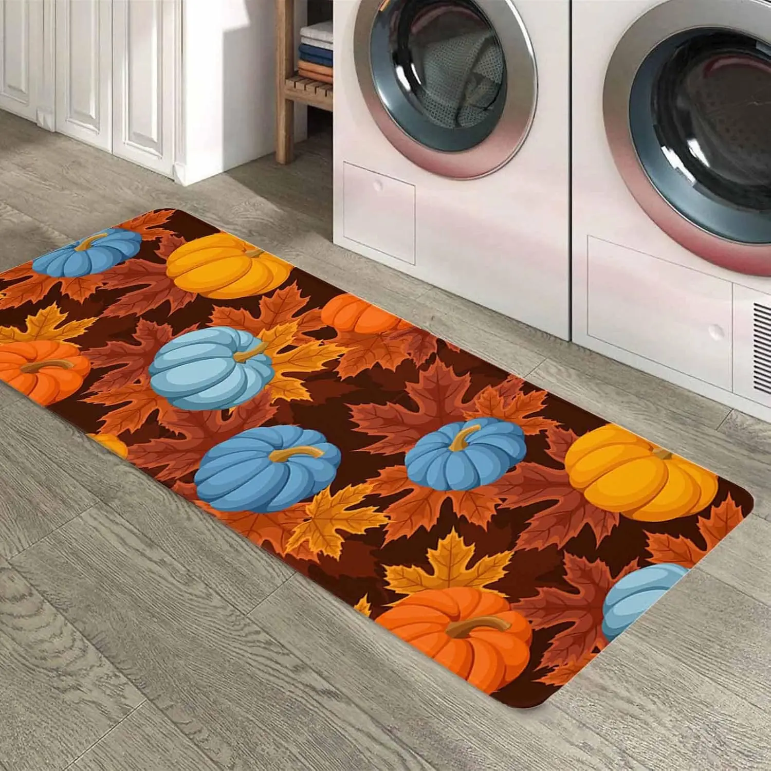 Thanksgiving Kürbis Küchenmatten Herbst Ahornblätter Eingang Rutschfeste Fußmatte Schlafzimmer Wohnzimmer Balkon Flur Bad Bodenmatte – Detail 11