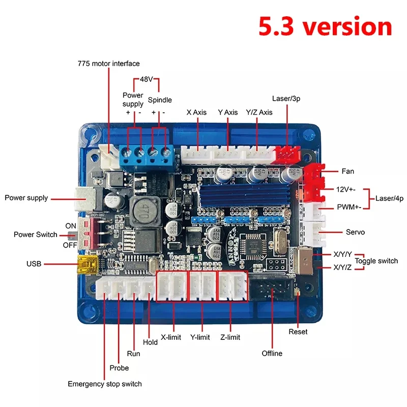 GRBL-Carte de Contrôle de Moteur Pas à Pas 3 Axes, Support Hors Ligne, Double Axe Y, Pilote USB pour Graveur Laser CNC