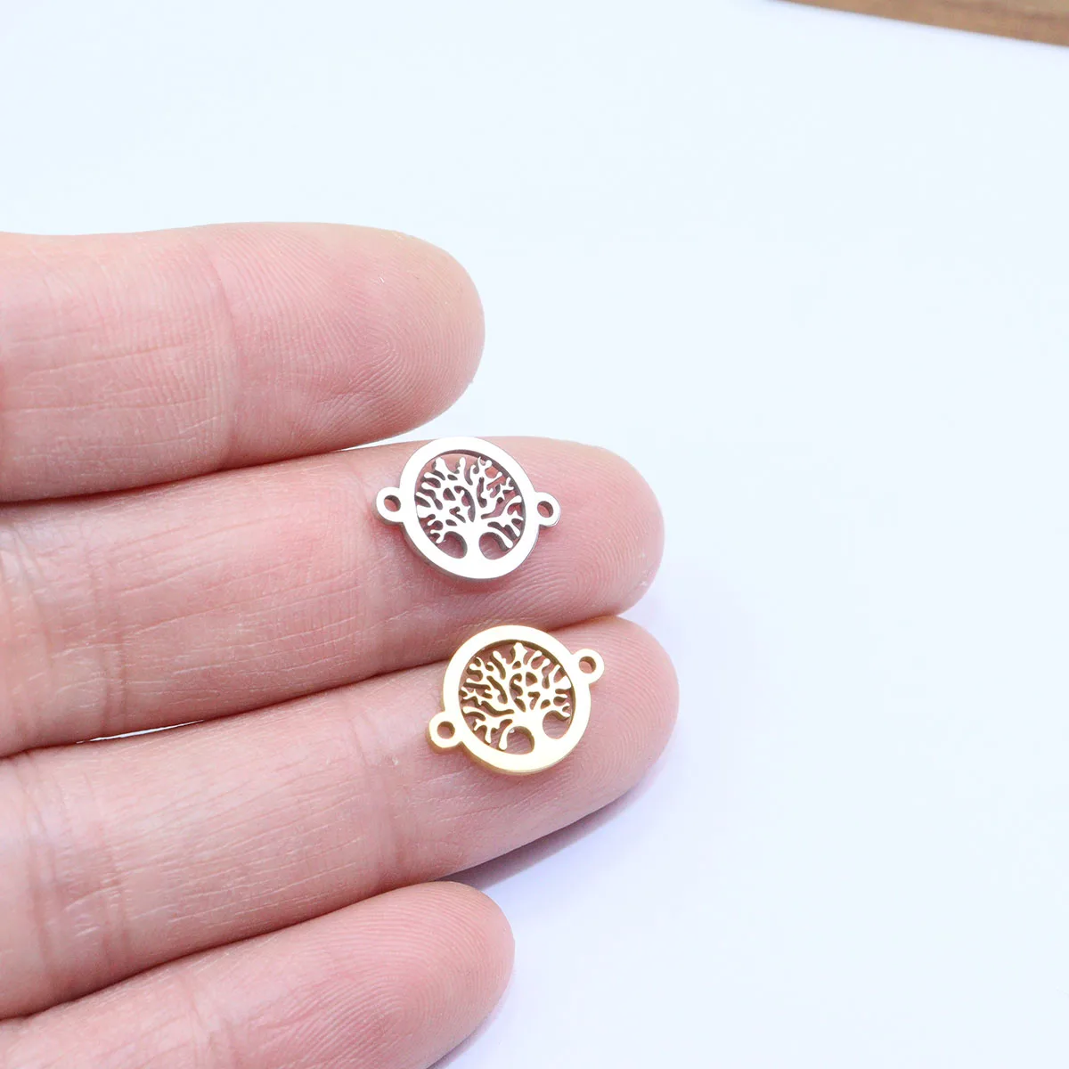 10pcs 10mm Stainless Steel Lovely Polished Connector Bracelet Charms Pendant DIY Handcraft Waterproof Antiallergic Vacuum Plate