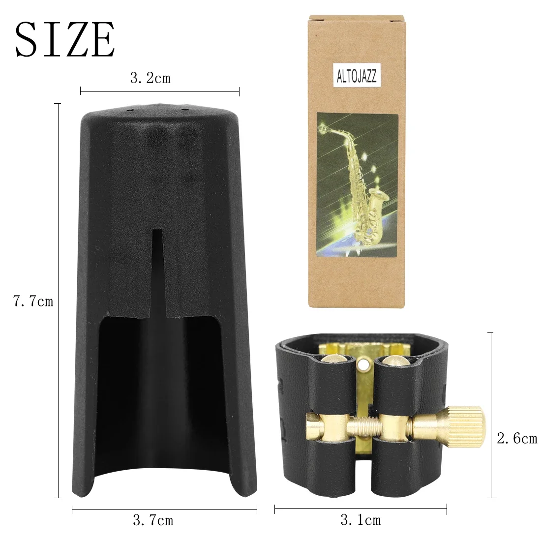 Description Picture 5 of itemAlto Soprano Tenor Saxophone Clarinet Mouthpiece Ligature And Cap Sax Leather Buckle Clamp Clip Woodwind Musical Instrument Part