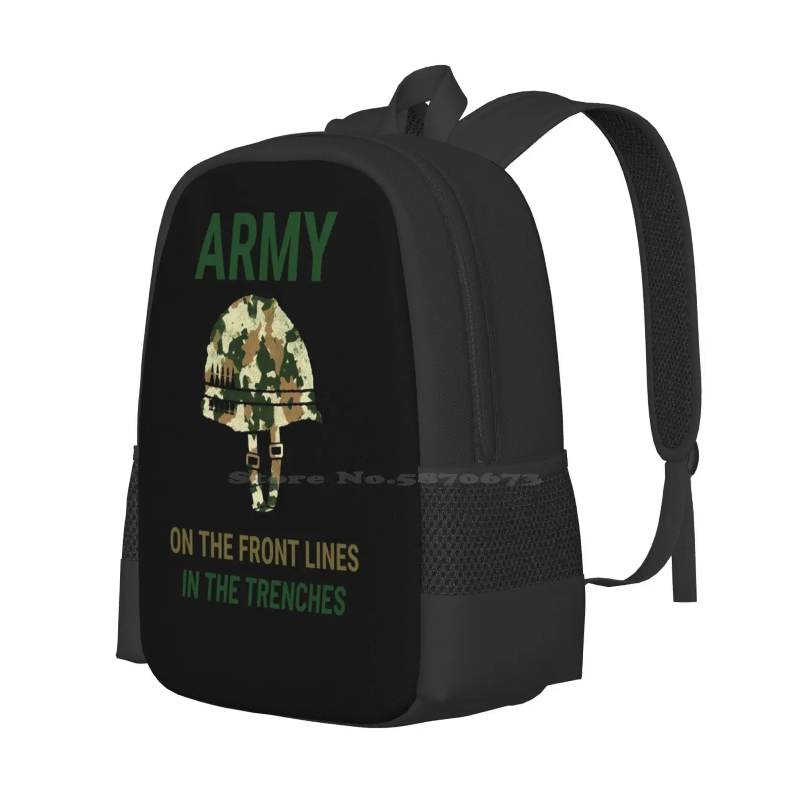 Army Front Lines & Trenches Kevlar School Bags Travel Laptop Backpack Veteran Military Army Custom Unique Quotes Sayings Kelvar