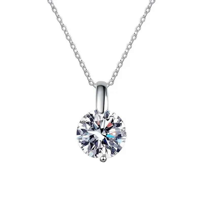 

1.0ct 2.0ct 3.0ct Moissanite Diamond Round Necklace Pendant For Women Girls 925 Sterling Silver Lover's Gift Fine Jewelry