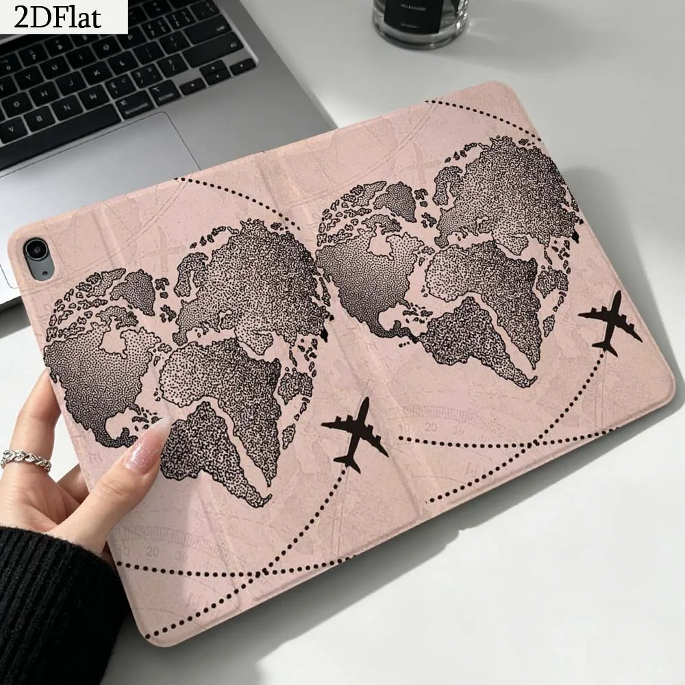 Heart World Map For iPad Pro mini Air A16 A14 6 5 4 6th 7 7th 11th 9Gen 13 M5 11 A17 Pro M4 Inch Tablet Case Gift