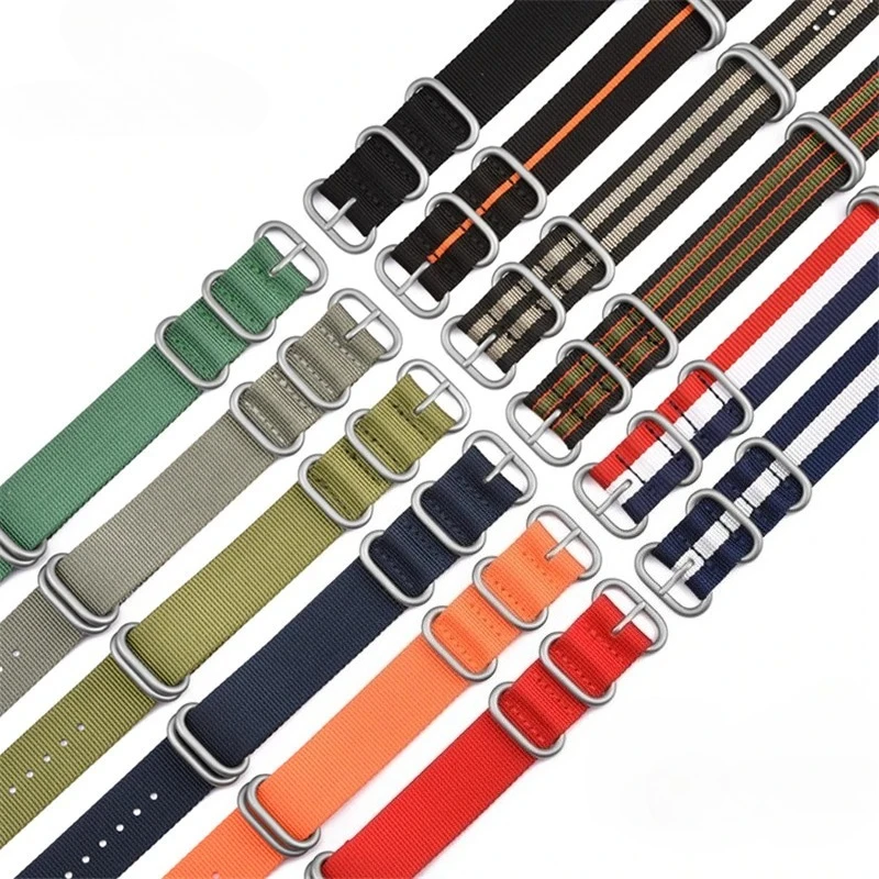 Woven Nylon Strap 20mm 22mm Stainless Steel Ring Buckle Men Military Canvas Replacement Watch Band Universal Accessories