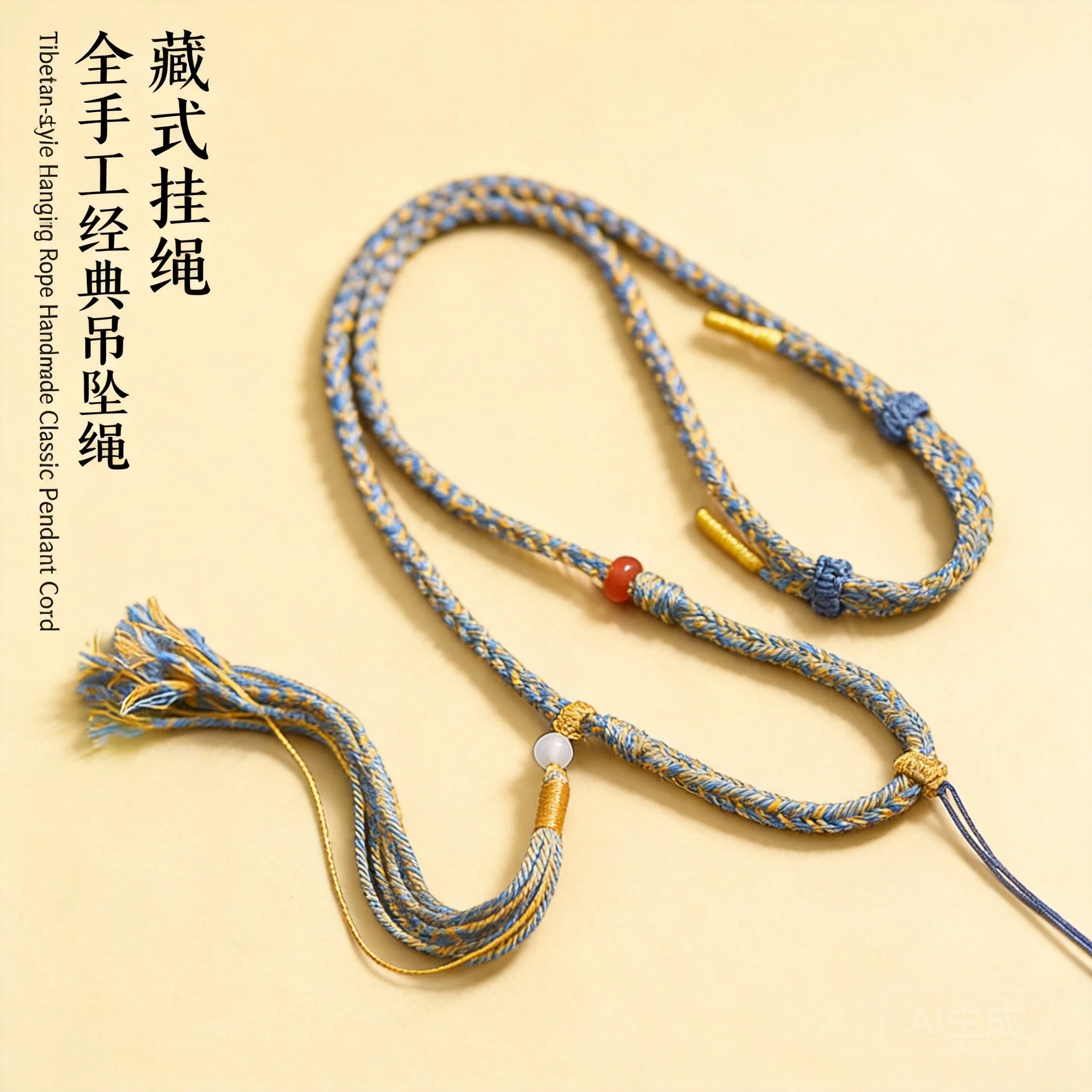 Chinese Style Tibetan Hand Woven Cotton Linen Necklace Cord Lucky Blessing Good Fortune Adjustable Pendant Rope For Thangka Amul