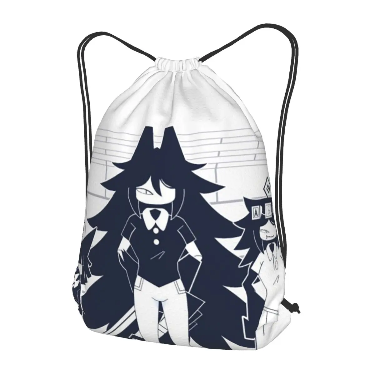 FPE Miss Circle Doodle Cartoon Game Backpacks Portable Drawstring Bundle Pocket Sports Bag Book Bags for Man Woman Students