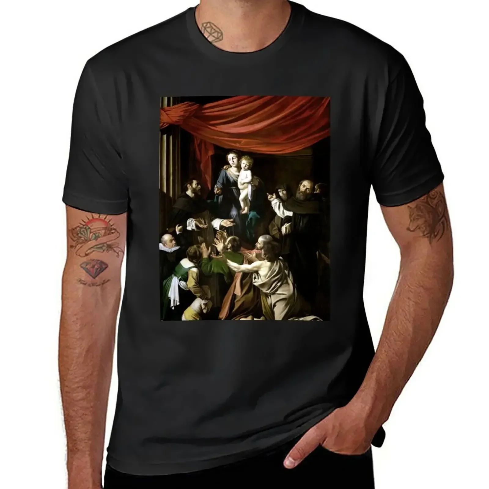 Caravaggio Madonna of the Rosary T-Shirt anime clothes funnys vintage clothes for men