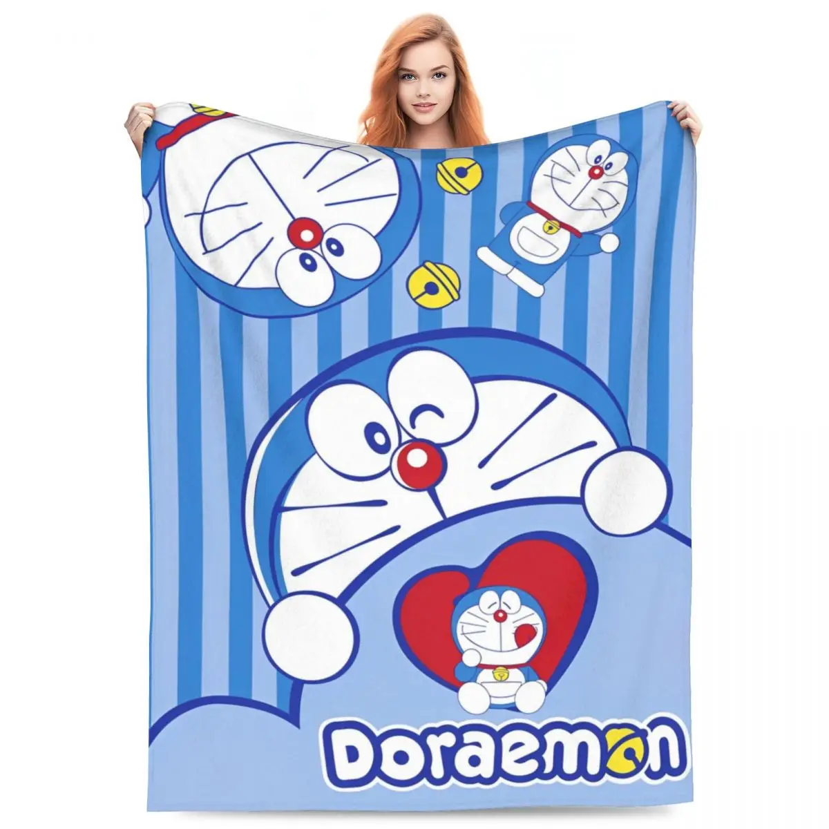 Kawaii D-Doraemons Cartoon Flannel Blankets Custom Throw Blankets for Home 150*125cm