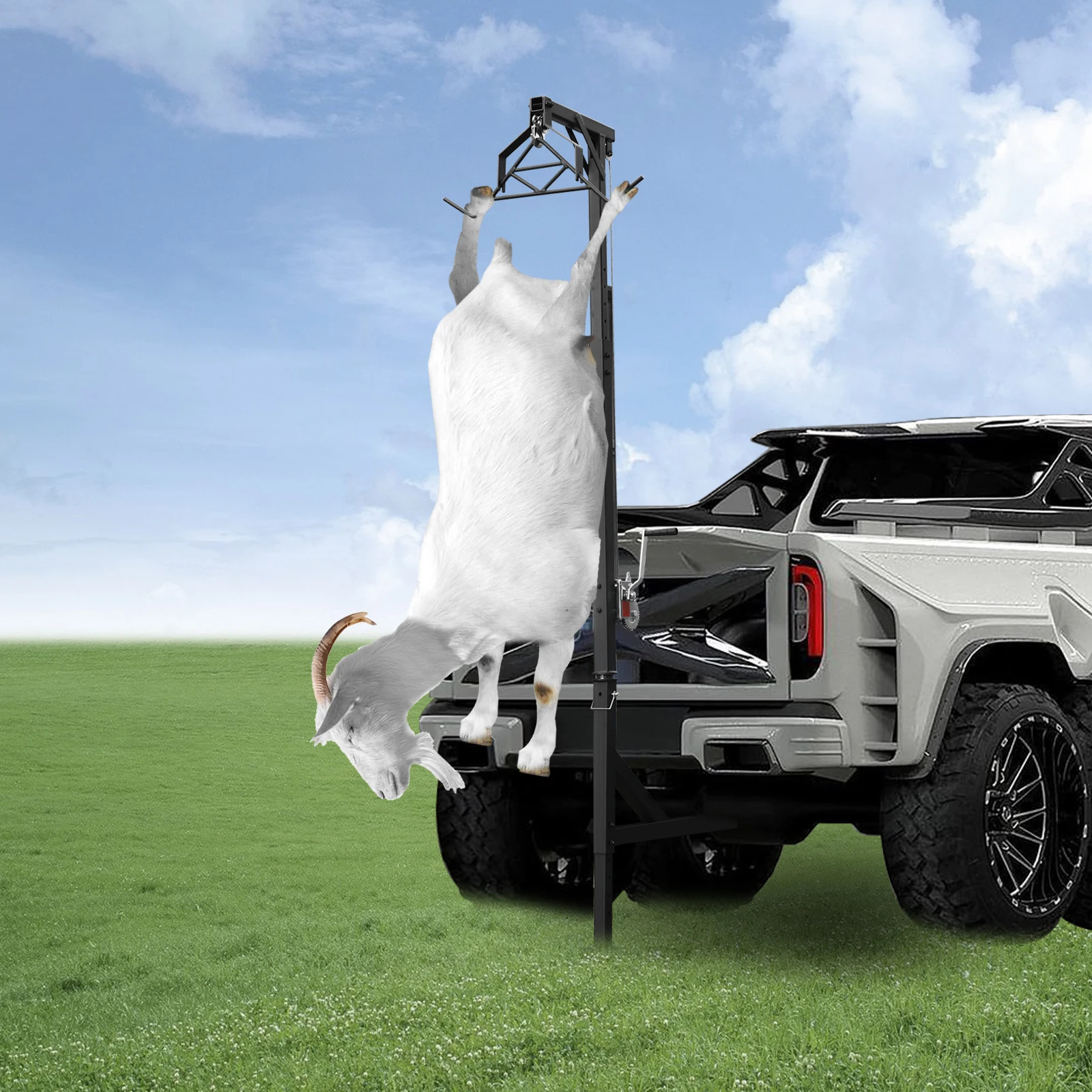 히치 장착 게임 호이스트 600lbs 용량 360 °   회전식 높이 조절 트럭 사슴 호이스트