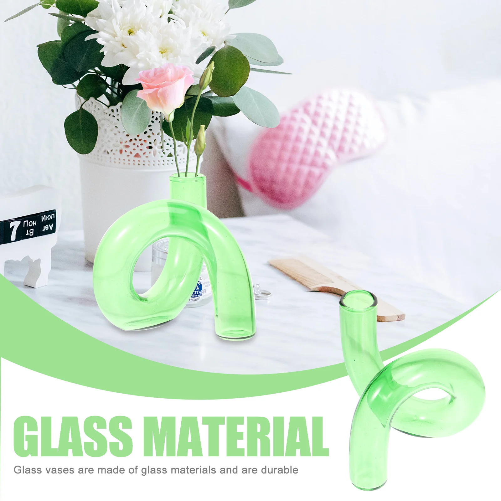 

Colorful Twisted Glass Vase Modern Aesthetic Home Decor Small Glass Vase for Floral Arrangements Funky Vases Terrarium Jar