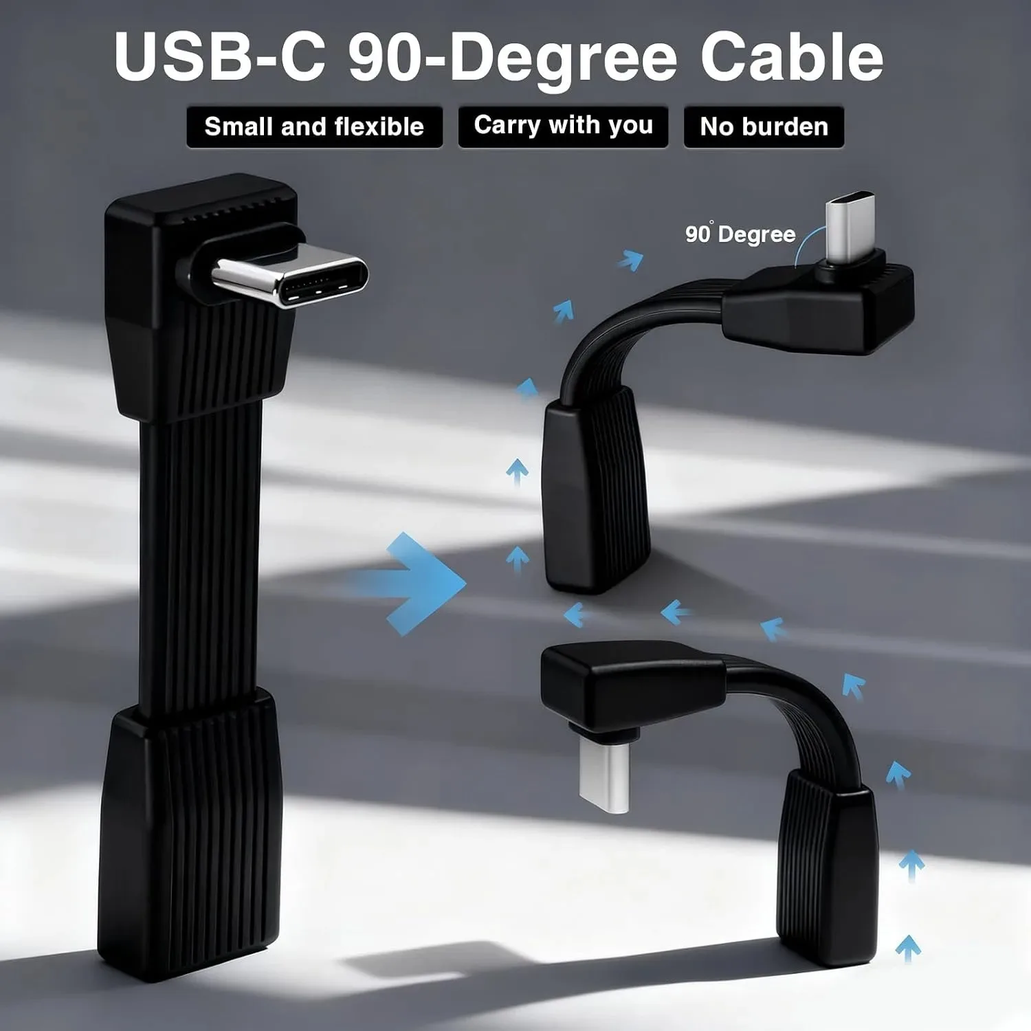 2‑Pack 5cm 90° USB‑C Male to C Male and C Female Data Cord 80Gbps 240W PD Fast Charge 8K@60Hz for Thunderbolt4 SSD Laptop