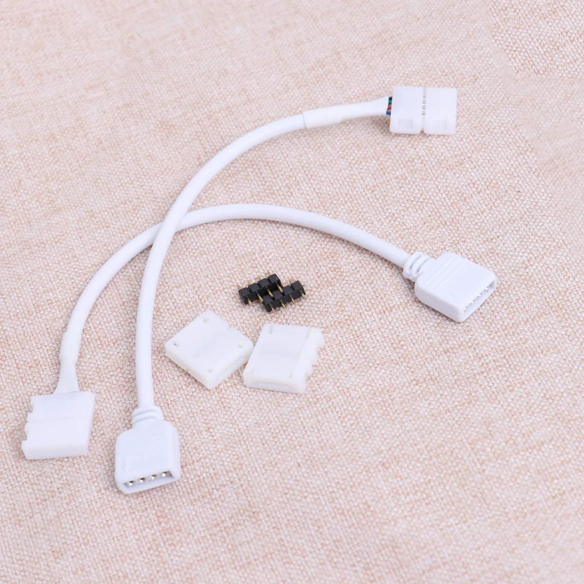 

2pcs Pin Connector For Led Strip Cable Rgb Light Bar Extension With Female Header Kit, No Welding Easy Installation