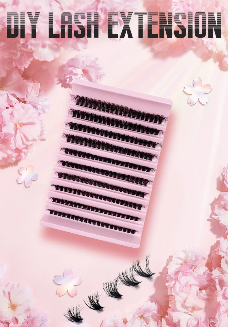 200 Pieces DIY Personal Lashes 40P Eyelash Cluster Natural Look Wispy Lashes 9-16MM D Curly Hair Personal Clusters Lashes Fluffy