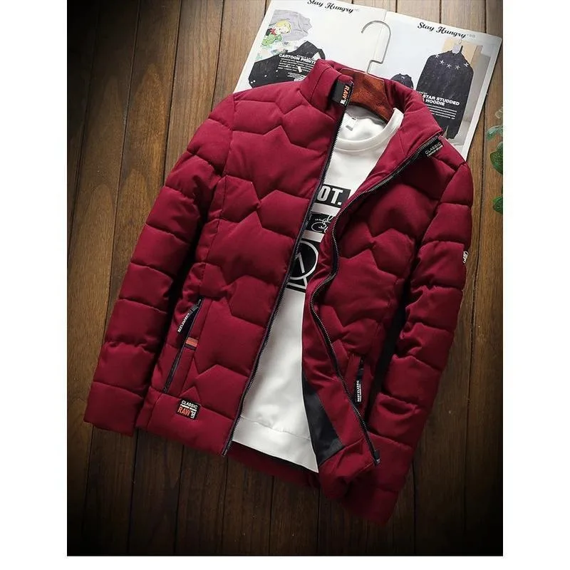 

Men's Plaid Cotton Jacket Stand Collar Wear Resistant Outdoor Long Coat Middle Age Style Couples Fashion Spring Season