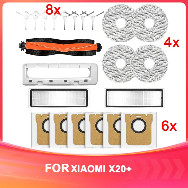 M17K-Accessory For Xiaomi X20+ Robot Vacuum Cleaner Main Side Brush Hepa Filter Mop Cloth Dust Bags Replacement Parts