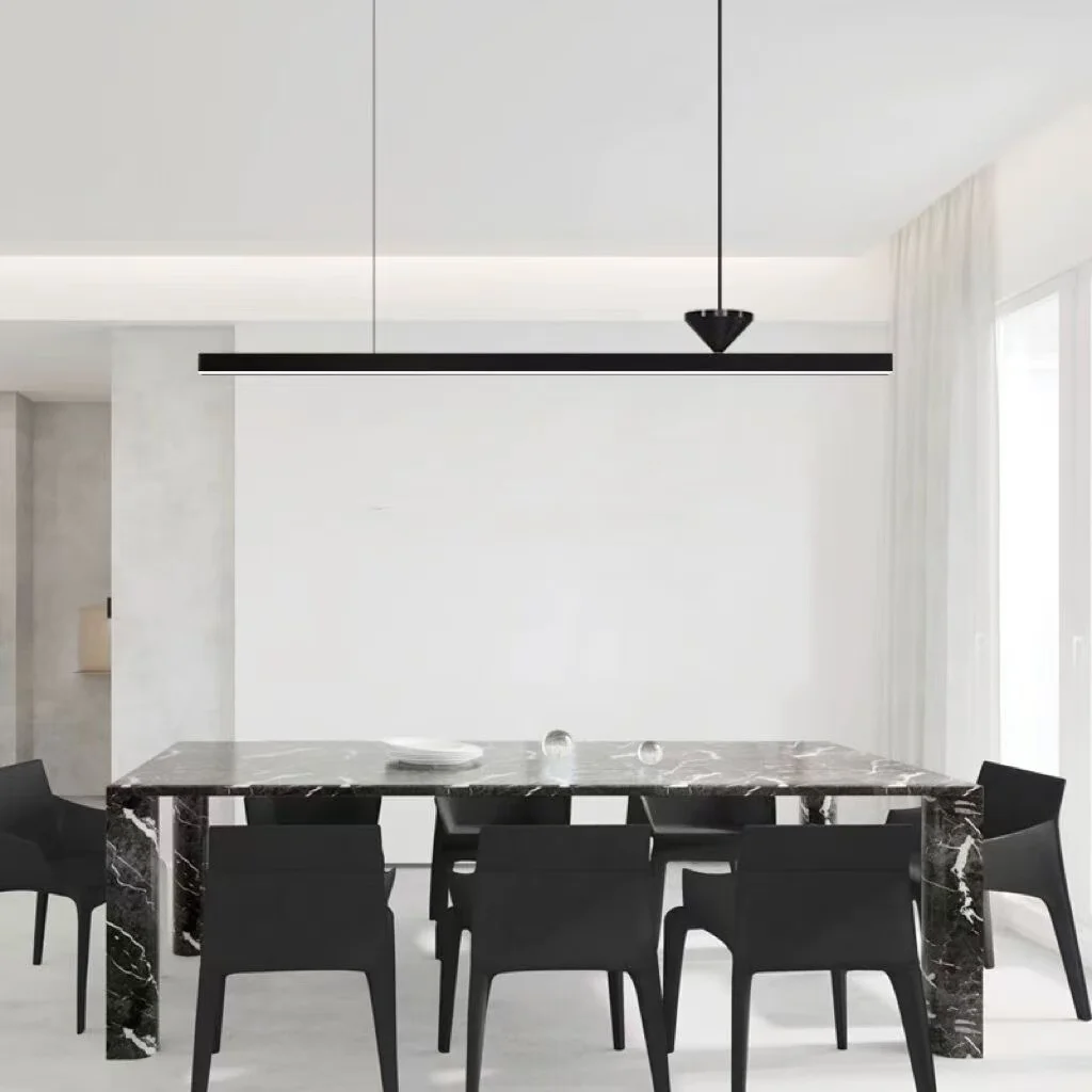 

Italian minimalist and luxurious one-line LED line chandelier villa restaurant island bar personalized atmospheric LED lighting