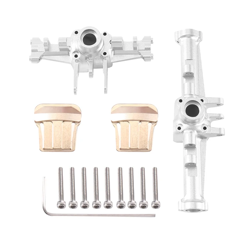 

A63T-2Pcs Metal Front And Rear Axle Housing With Brass Axle Cover For Traxxas TRX4M 1/18 RC Crawler Car Upgrade Parts