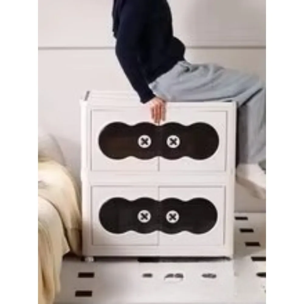 Custom home new plastic foldable space saving locker thickened odorless baby children wicker plant simple wardrobe
