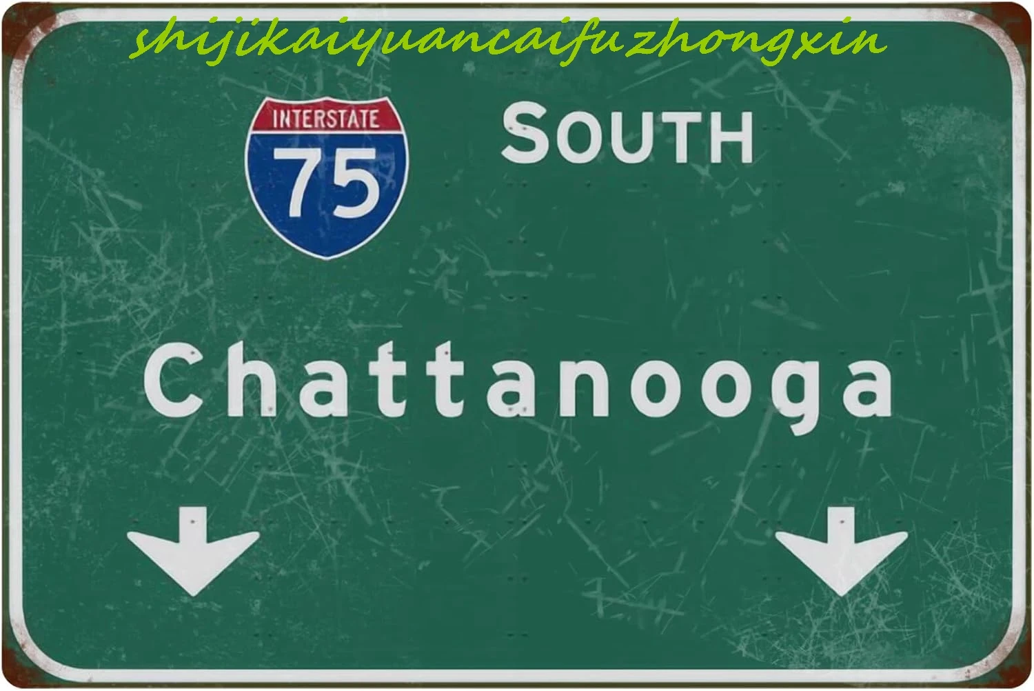 Tin Sign Vintage South Chattanooga Interstate 75 Direction Signage Signage Bar Club Restaurant People Cave Wall Decoration 12x8