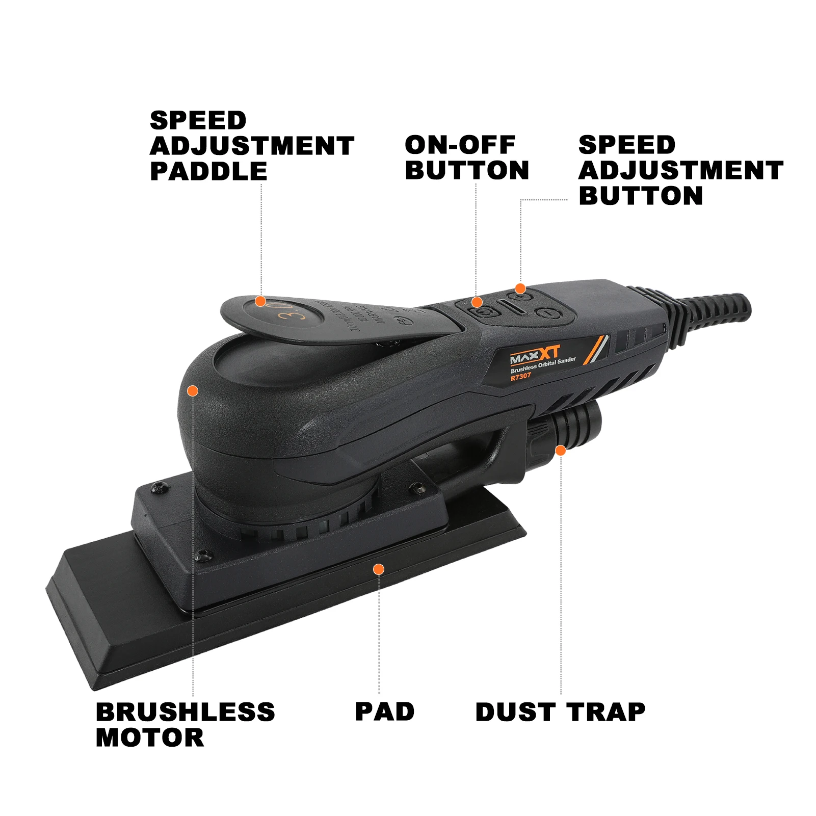Maxxt 70x198mm Electric Square Mini Sander High Quality and Good Price Brushless Sanding Machine Power orbital car polisher