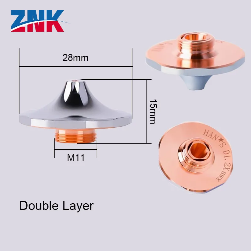 ZNK MCSB DX buses Laser Dia.28mm calibre 1.0-5.0mm simple et Double couche Compatible buse de Machine de découpe Hans WSX