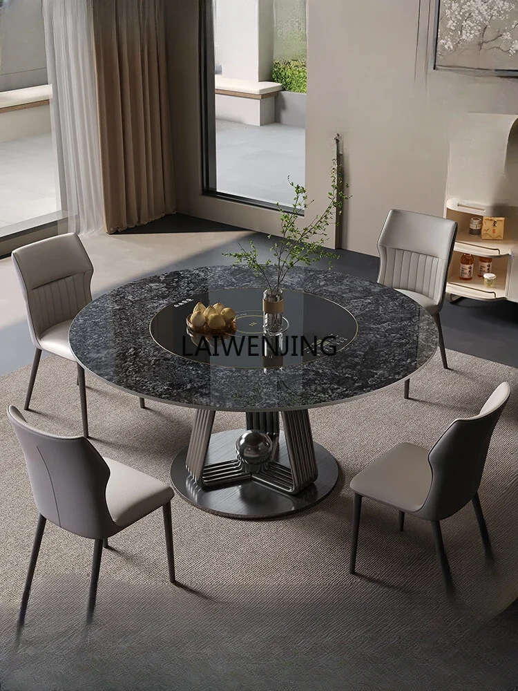 LYY  rock slab light luxury simple restaurant table and chair combination embedded multi-functional induction cooker dining