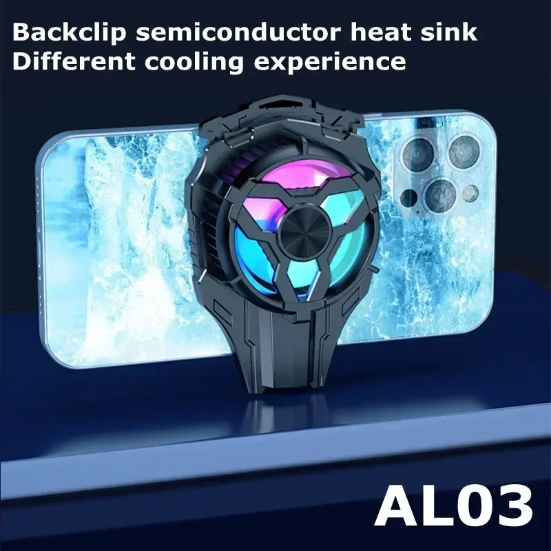 AL03 Universal Mobile Phone Semiconductor Cooling Fan Radiator for IPhone Android PUBG Back-clip Game Cooler Gaming Accessories