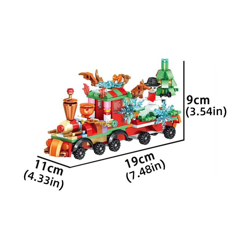 Mini Christmas Tree Santa Claus Building Block Little Train Elk Snowman Assembly Bricks Model Kids Toys Girl Christmas Eve Gifts