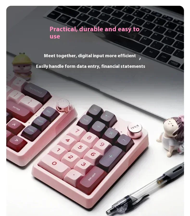 Imagem -04 - Kzzi-teclado Bluetooth sem Fio Teclados Rosa de Personalização para pc Acessórios de Computador Presente 19 Teclas Mode Number Pad 2.4g K20