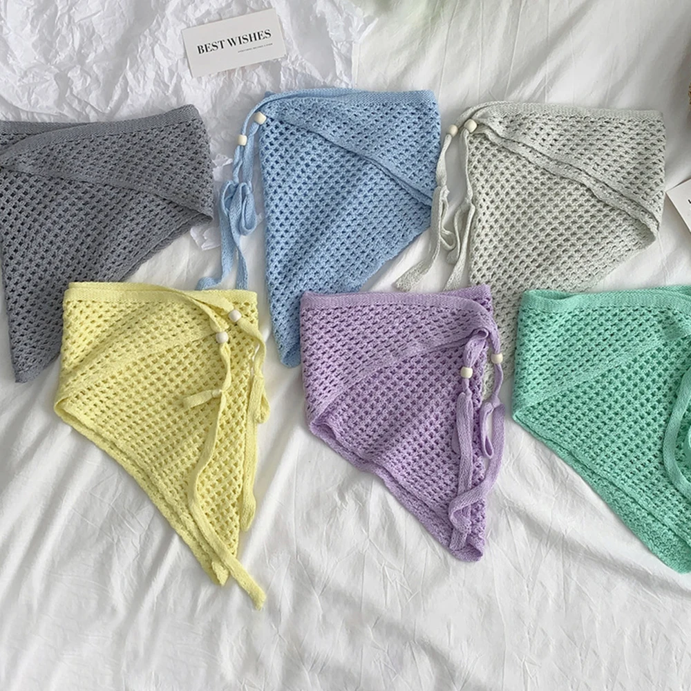 Nuevo Pañuelo de Punto para Mujer, Pañuelo Triangular, Chal de Color Sólido, Pañuelo Decorativo Versátil y Sencillo para Mujer