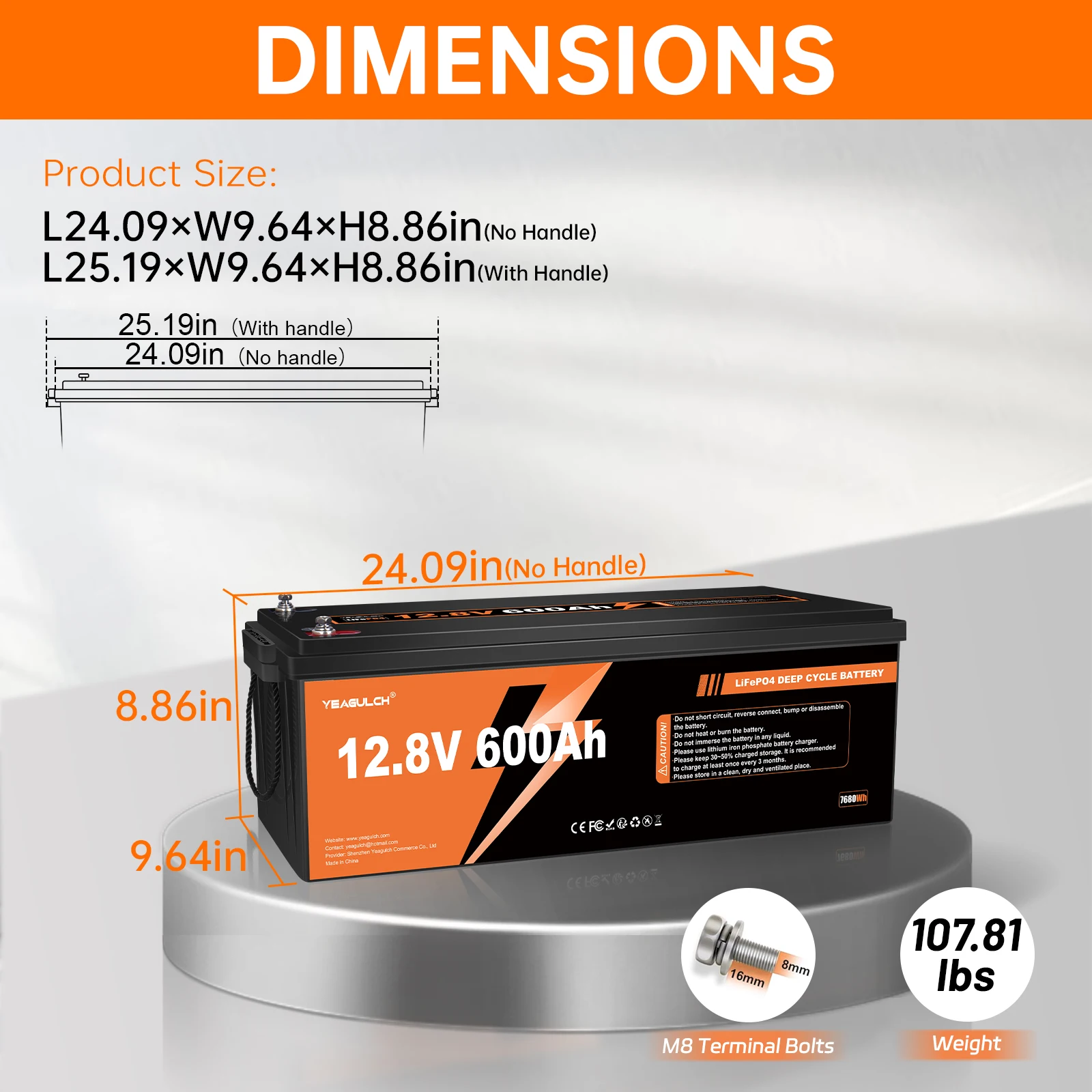 بطارية ليثيوم Yeagulch 12V 100Ah 200Ah 300Ah 314Ah 400Ah 600Ah LiFePO4 مع نظام BMS الشمسي خارج الشبكة تخزين الطاقة المنزلية RV #2