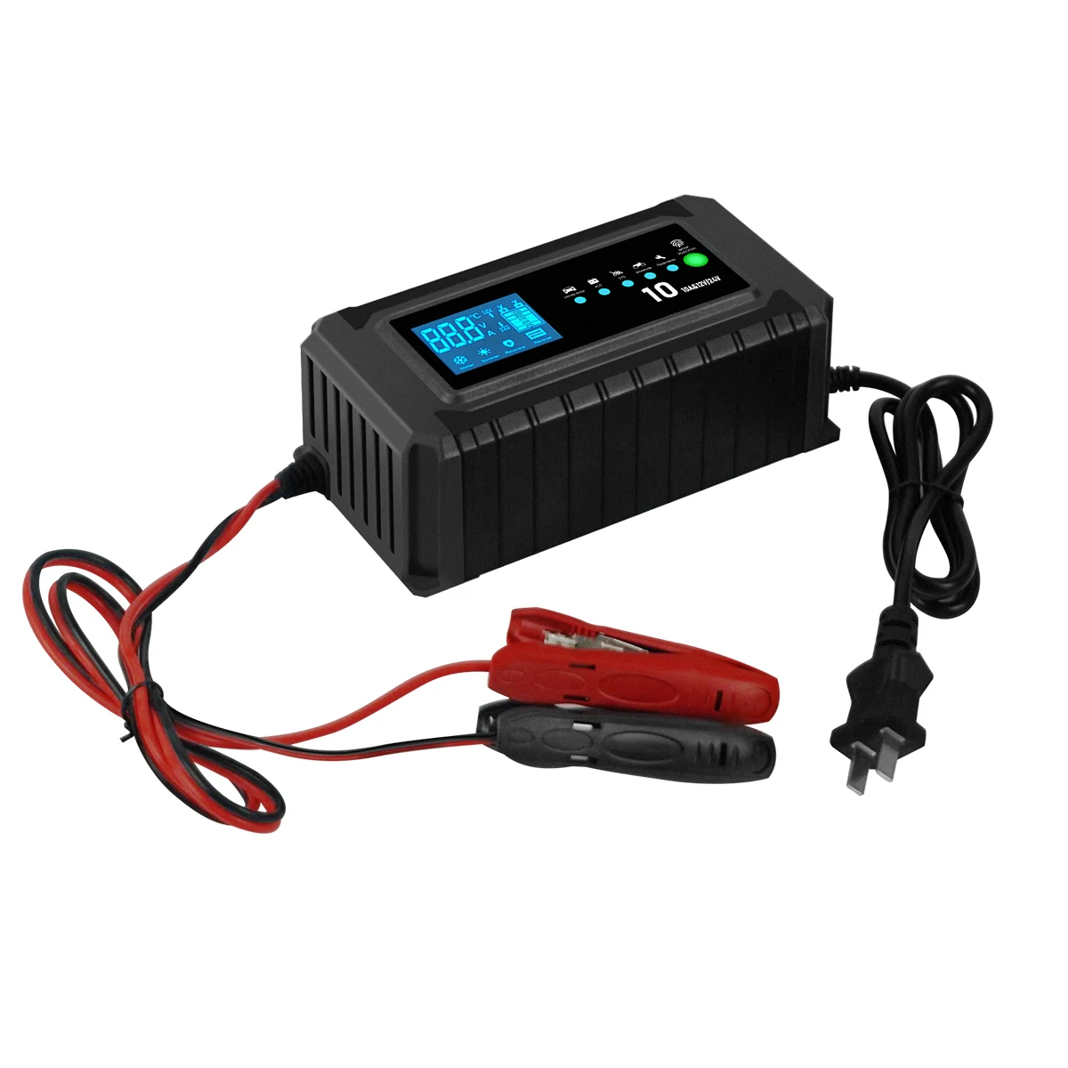 12V/24V Intelligent Car Battery Charger AC100V 110V 220V 230V Automatic Smart Fast Charging Wet Dry Lead Acid Gel AGM Battery