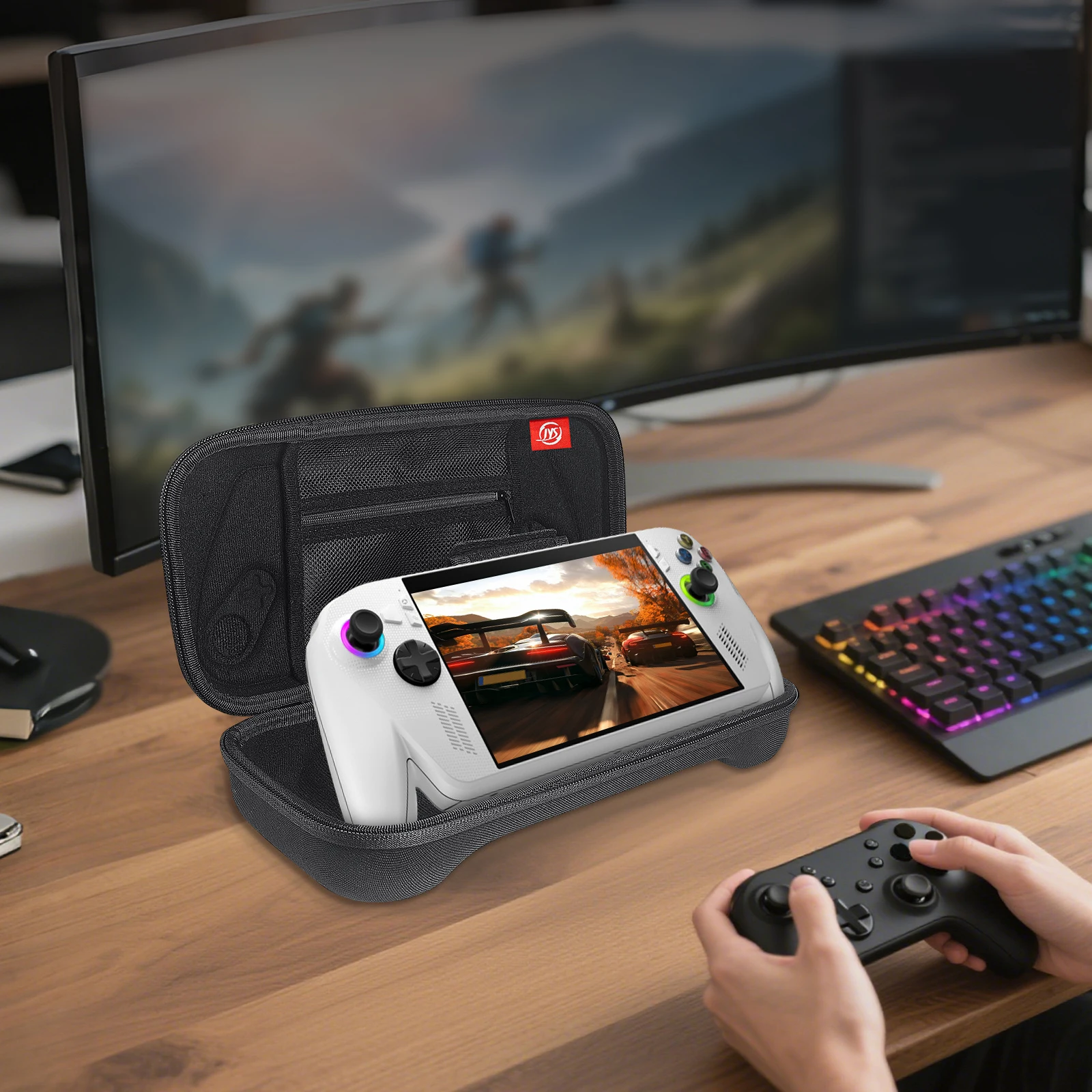 حقيبة حمل ذات غلاف صلب حقيبة تخزين محمولة مقاومة للصدمات لـ ROG XBOX Ally/ROG XBOX Ally X صندوق حقيبة واقية لوحدة التحكم في الألعاب