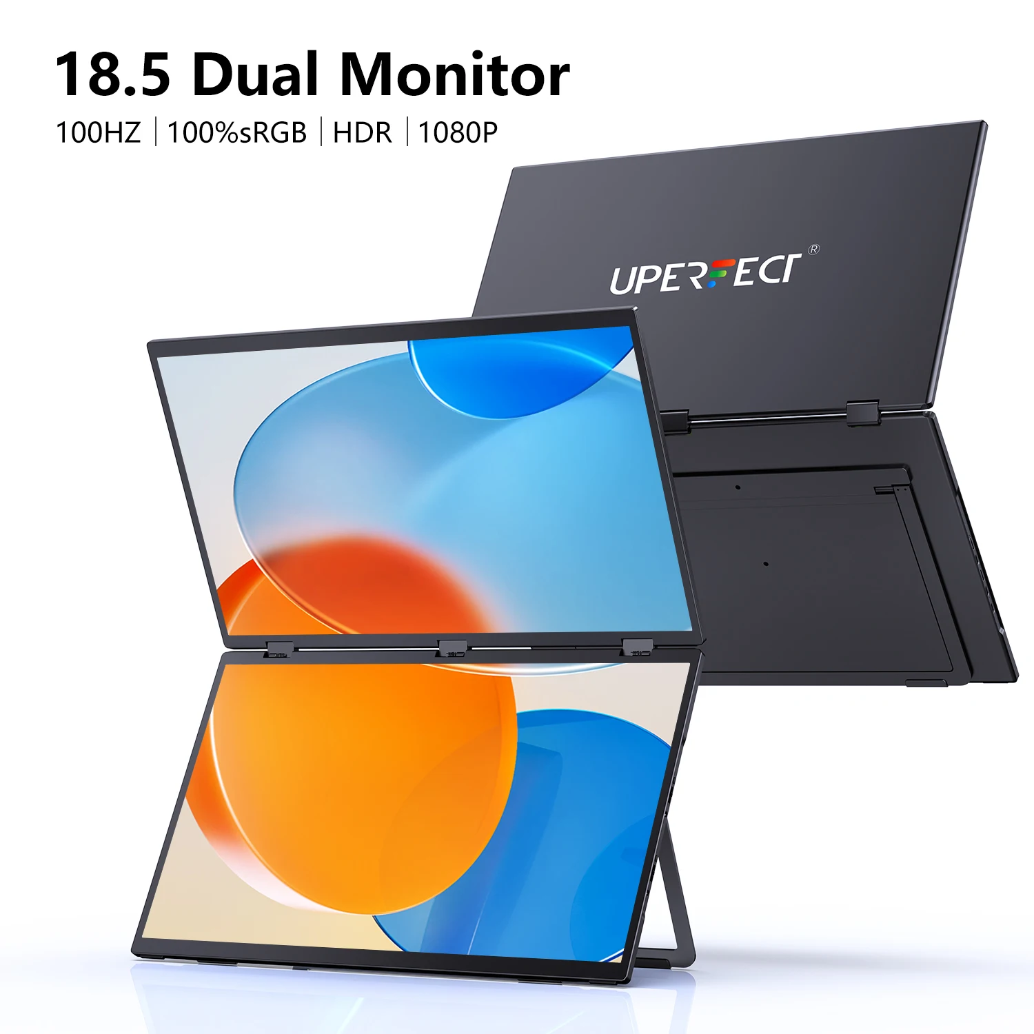 UPERFECT Triple Screen 15.6" Portable Foldable Monitor Dual Screen with VESA Extender 1080P FHD IPS for Laptop Windows MAC OS