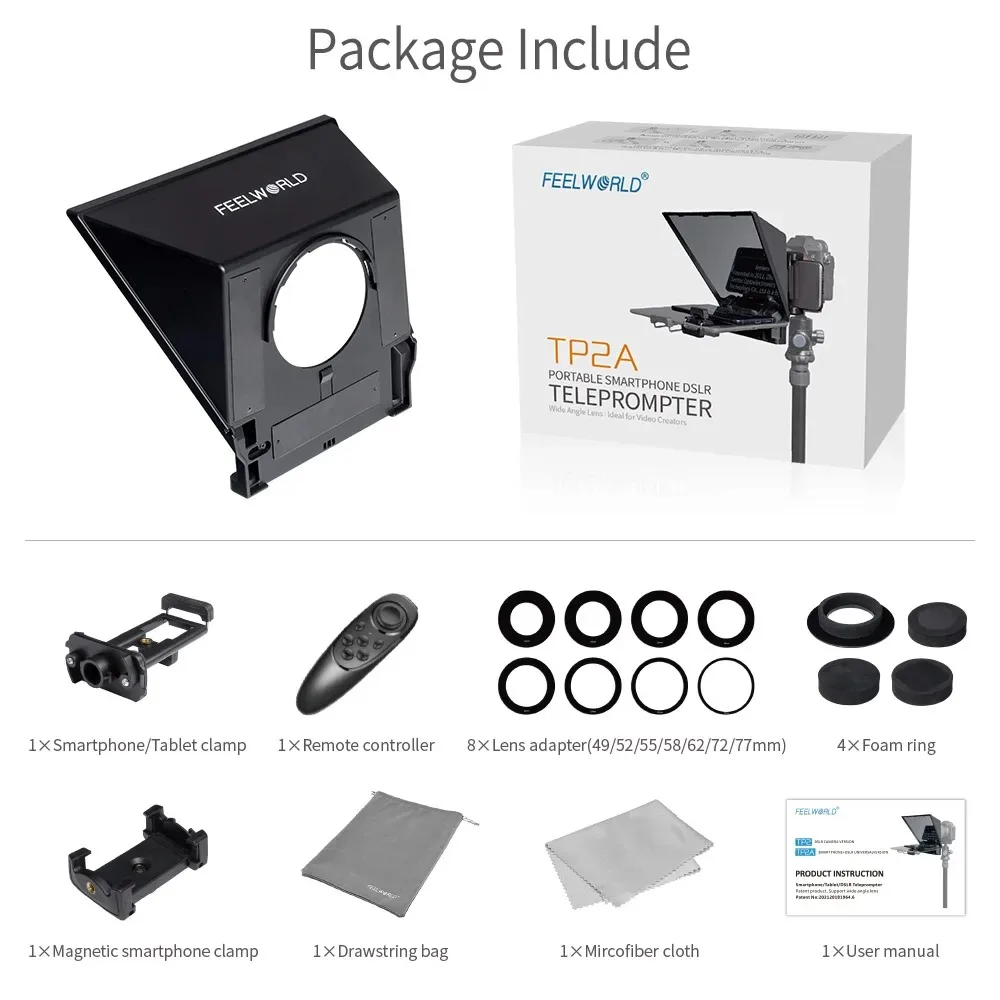 FEELWORLD TP2A ملقن صغير 8 بوصة محمول يدعم أقل من 8 بوصة هاتف ذكي لوحي يعزز الهاتف الذكي كاميرا DSLR بلوتوث