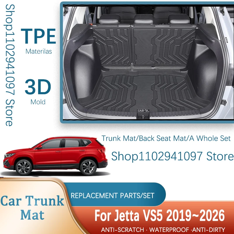 Car Boot Trunk Mat For Volkswagen VW Jetta VS5 2019~2026 Waterproof Rear Trunk Mats Carpet Storage Pad Auto Interior Accessories