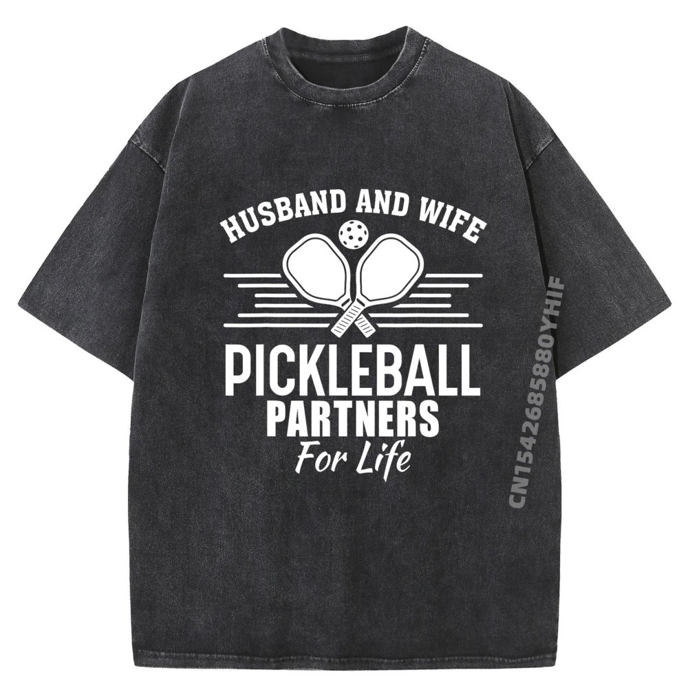

Pickleball Partners For Life Funny Gift For Husband and Wife Streetwear Limited Time Special Men's Washed T-Shirts