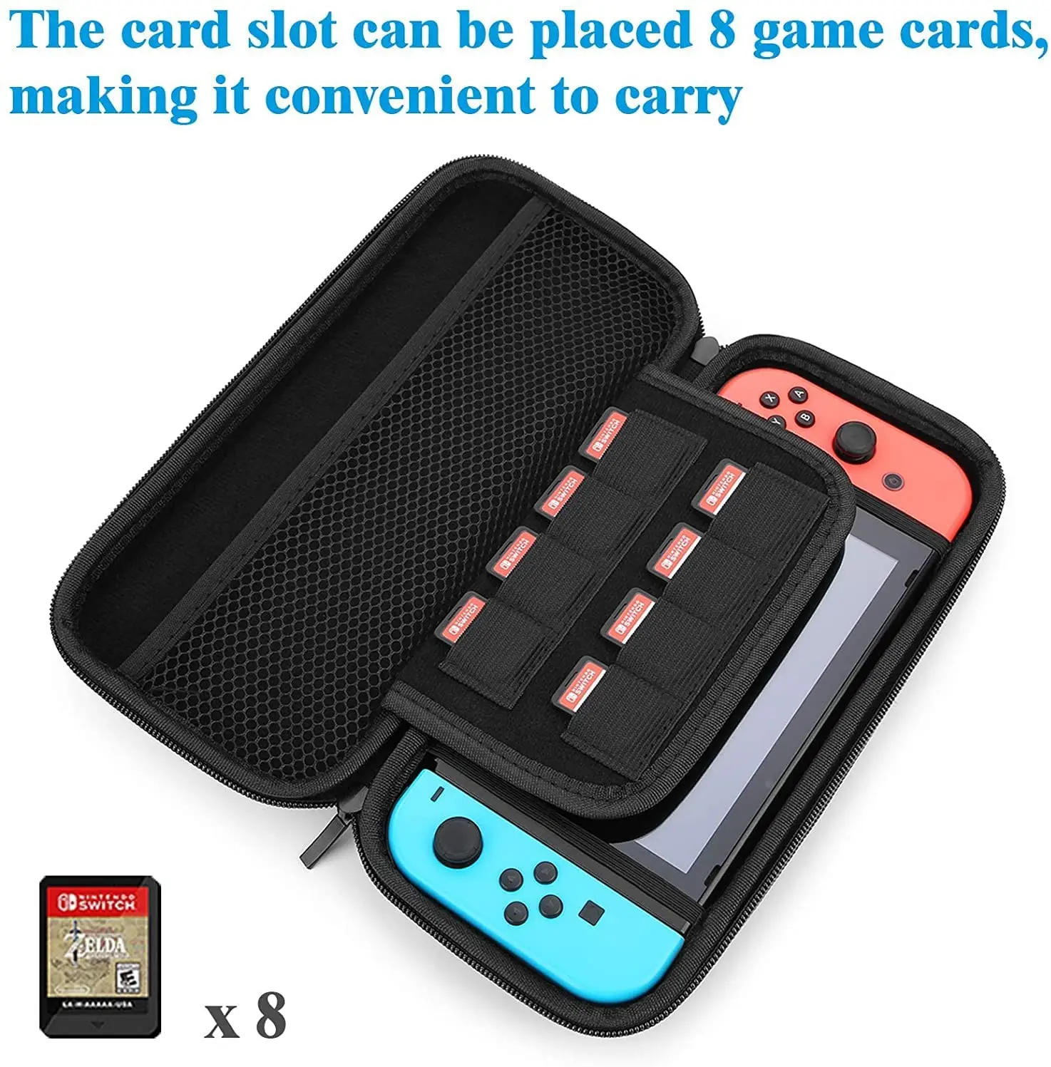 Mooroer Carrying Bag for Nintendo Switch Case with 9 in 1 Nintendo Switch Accessories Kit and 6 Pcs Thumb Grip Storage Bag