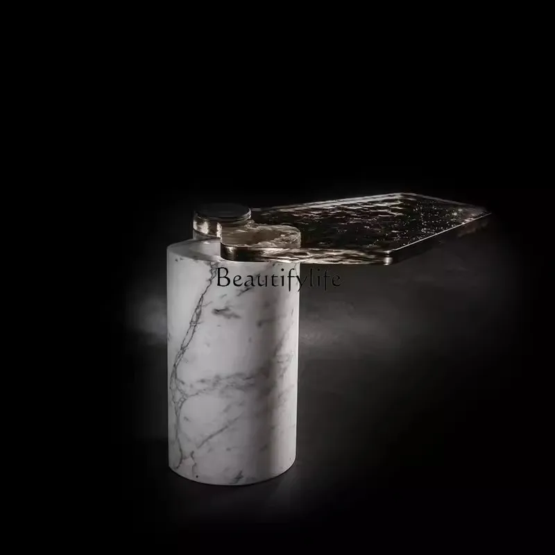

Italian Minimalist Marble Side Table Designer Style Irregular Rotatable Light Luxury High-end Casual Corner Table
