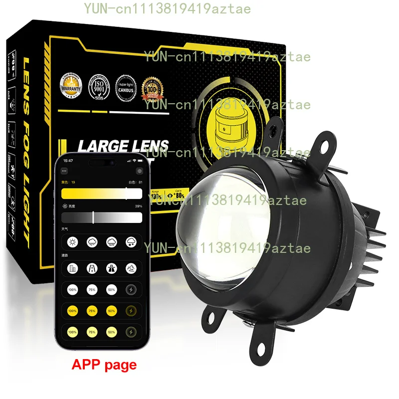 3-Inch Lens Fog Light Projector with App, 3-Color High Beam, 110W H11 LED Car Fog Light, Super Bright Single