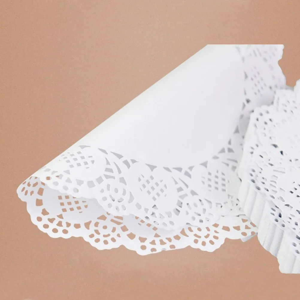 200Pcs White Lace Paper Doilies Round Cake Paper Pads Oil-Absorbing Baking Liners for Party Table Cake Decoration